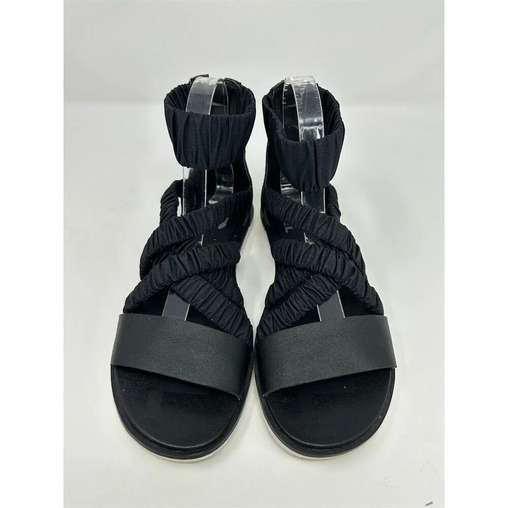 Sorel Ella II Sandals Womens Black Ruched Strappy Open Toe Ankle Strap Size 7